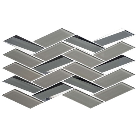 SAMPLE Flight 2 X 425 Glass Herringbone  Chevron Mosaic Wall Tile